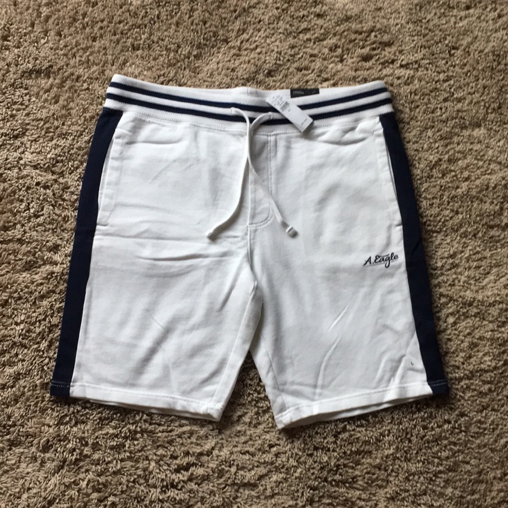 American Eagle Outfitters White and Navy Athletic Shorts